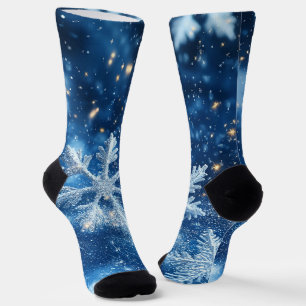 Chaussette Flocons de neige scintillants de Noël d'hiver