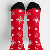 Chaussette Flocons de Noël Noir Blanc Nom Script Rouge S (Haut)