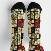 Chaussette Floral Abstract with Vintage Geometric Pattern (Haut)