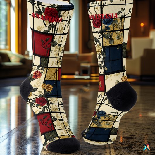 Chaussette Floral Abstrait avec conception géométrique élégan