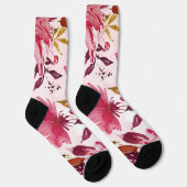 Chaussette Floral Aquarelle Rouge, Rose, Mauve (Droite)