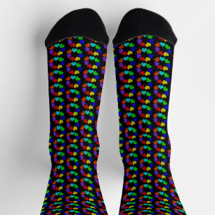 Chaussette Floral Arc-en-ciel Coeurs d'amour