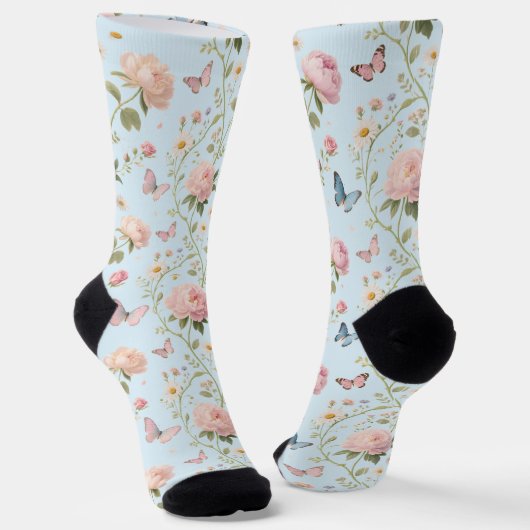 Chaussette Floral Butterfly Watercolor Socks (Angulaire)