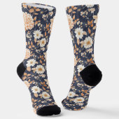 Chaussette Floral de crème marine d'automne (Angulaire)