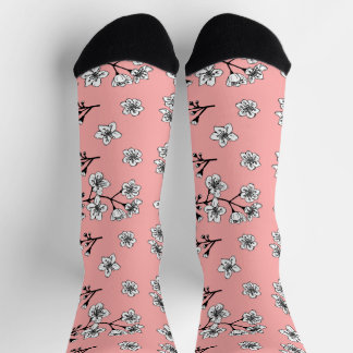 Chaussette Floral de sakura japonais rose
