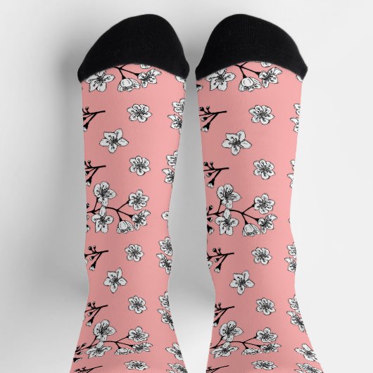 Chaussette Floral de sakura japonais rose (Haut)