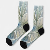 Chaussette Floral Dream Pattern Abstract Blue Khaki Fractal (Gauche)