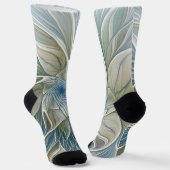Chaussette Floral Dream Pattern Abstract Blue Khaki Fractal (Angulaire)