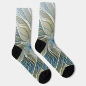 Chaussette Floral Dream Pattern Abstract Blue Khaki Fractal (Droite)