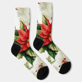 Chaussette Floral Festif Rouge Poinsettia (Droite)