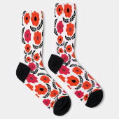 Chaussette Floral moderne orange et rouge (Droite)