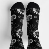 Chaussette Floral noir et blanc rétro (Haut)