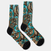 Chaussette Floral Paisley Motif - turquoise et or (Droite)