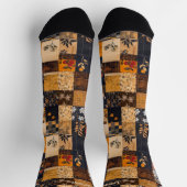 Chaussette Floral Patchwork Socks – Custom Golden and Navy (Haut)
