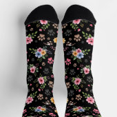 Chaussette Floral & Paw Print Pattern Socks – Cute Pastel Pet (Haut)