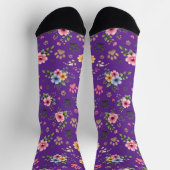 Chaussette Floral & Paw Print Pattern Socks – Cute Pastel Pet (Haut)