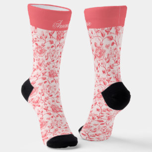 Chaussette Floral rose personnalisé