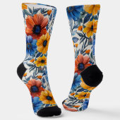 Chaussette Floral rustique mode rétro motif (Angulaire)
