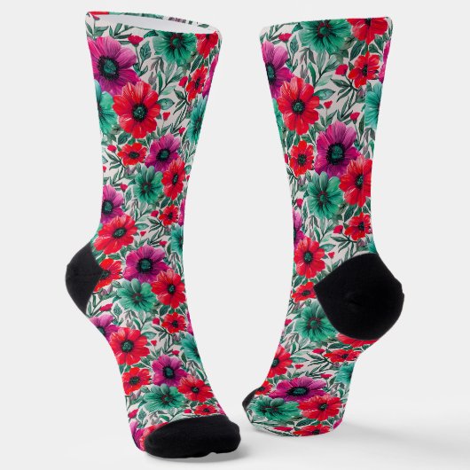 Chaussette Floral rustique mode rétro motif (Angulaire)