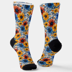 Chaussette Floral rustique mode rétro motif