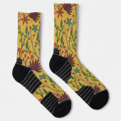 Chaussette Floral sans couture motif fleurs jaunes et feuille (Droite)