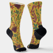 Chaussette Floral sans couture motif fleurs jaunes et feuille (Angulaire)
