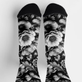 Chaussette Florale d'antiquité monochrome avec papillons (Haut)