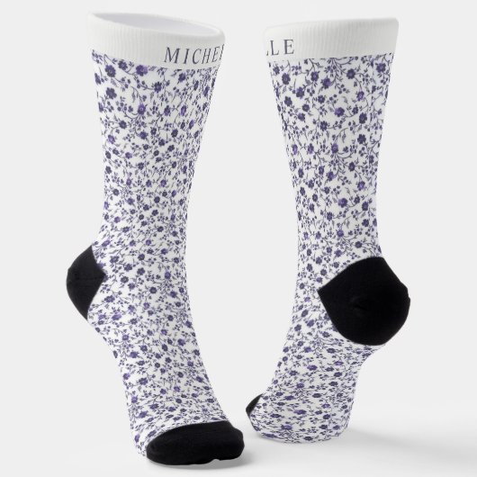 Chaussette Flore blanche sur mesure Lumière Violet violet fon (Angulaire)
