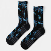 Chaussette Flore bleu brillant (Gauche)