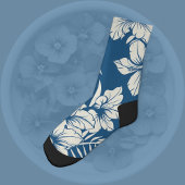 Chaussette Flore bleu tropical et blanc