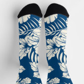 Chaussette Flore bleu tropical et blanc (Haut)