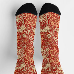 Chaussette Flore d'algues Art nouveau, corail profond Orange