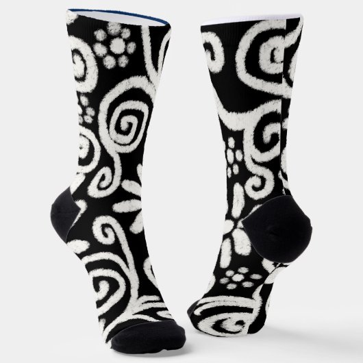 Chaussette Flore noir blanc & Fleurs Fleurs Fleurs Fleurs Fle (Angulaire)