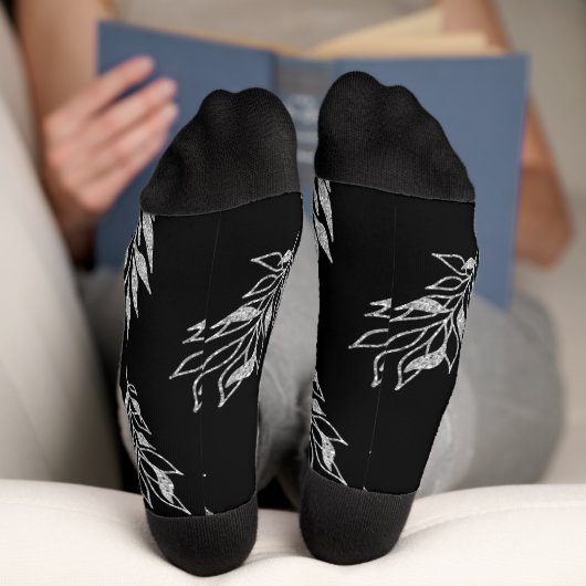 Chaussette Flore noir blanc sur mesure (Fond)