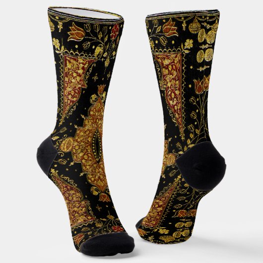 Chaussette Flore noire et or tombée (Angulaire)