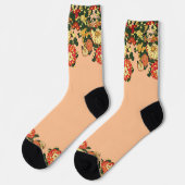 Chaussette Flower Border, mandarin orange et or (Gauche)