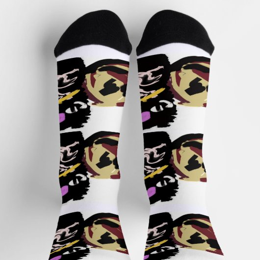 Chaussette Fluffy Black Cat Jack o Lantern fun  (Haut)