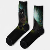 Chaussette Fluffy Chat noir en Misty Woods (Gauche)