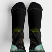 Chaussette Fluffy Chat noir en Misty Woods (Haut)