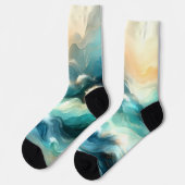 Chaussette Flux d'océan doré Vagues abstraites (Gauche)