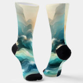 Chaussette Flux d'océan doré Vagues abstraites (Angulaire)