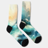 Chaussette Flux d'océan doré Vagues abstraites (Droite)