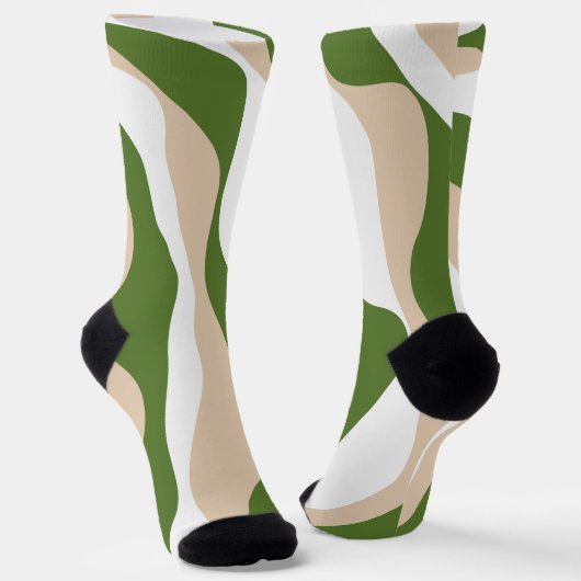 Chaussette Flux et reflux 4 - Blanc, sable et vert palme (Angulaire)