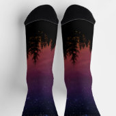 Chaussette Forest Night Sky Nature with Starry Woodland Scene (Haut)