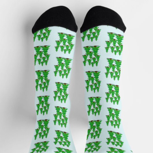 Chaussette Forêt d'arbres décorés Noël (Haut)