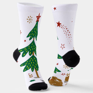 Chaussette Forêt de Noël étoilée aux lapins de la forêt
