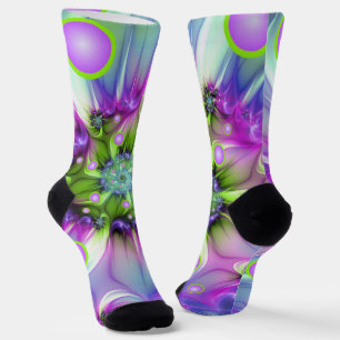 Chaussette Formes arrondies de spirale colorées Art fractal A