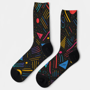 Chaussette Formes géométriques, lignes, points en couleurs vi
