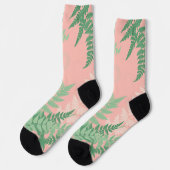 Chaussette Fougère feuille rose carmin botanique vert sauge M (Gauche)