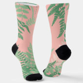 Chaussette Fougère feuille rose carmin botanique vert sauge M (Angulaire)